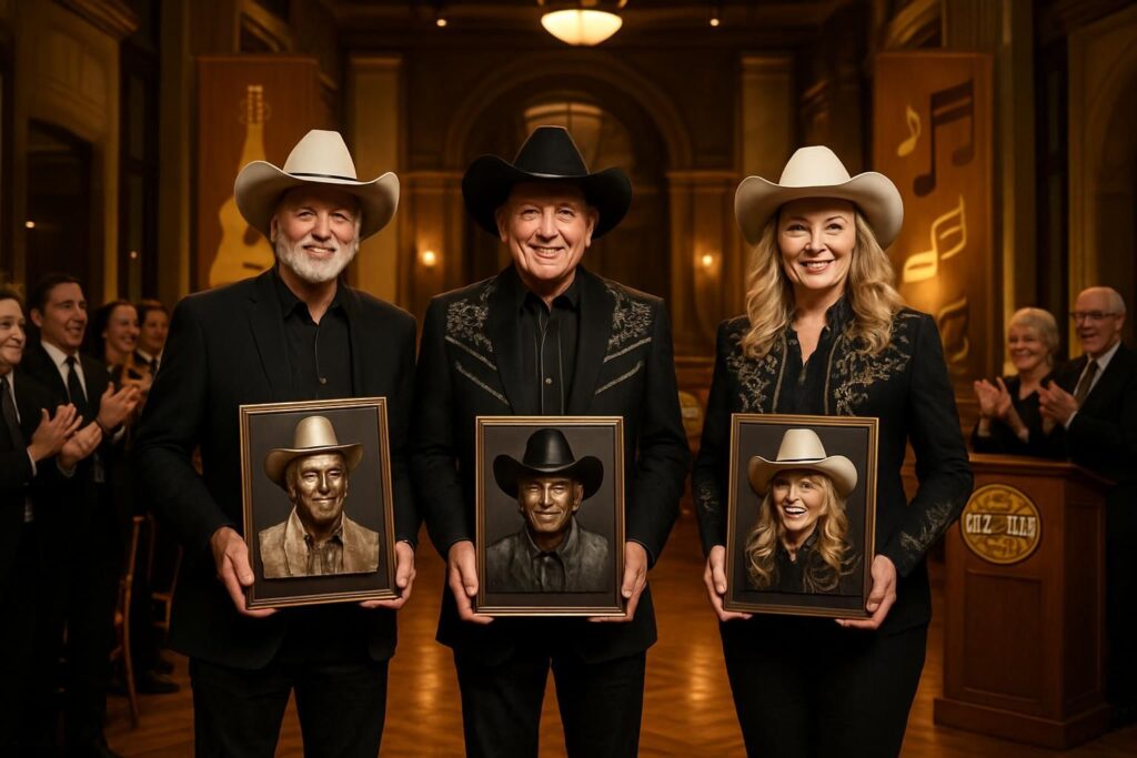 discover the country music hall of fame's latest inductions as three legendary musicians are honored for their outstanding contributions to the genre.