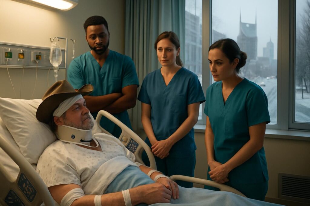 country music hall of famer hospitalized after sustaining injuries from an ice-related fall in nashville, highlighting concerns about winter safety.